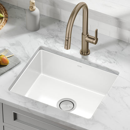 KRAUS Pintura 21" Undermount Enameled Single Bowl Kitchen Sink in White - KE1US21GWH