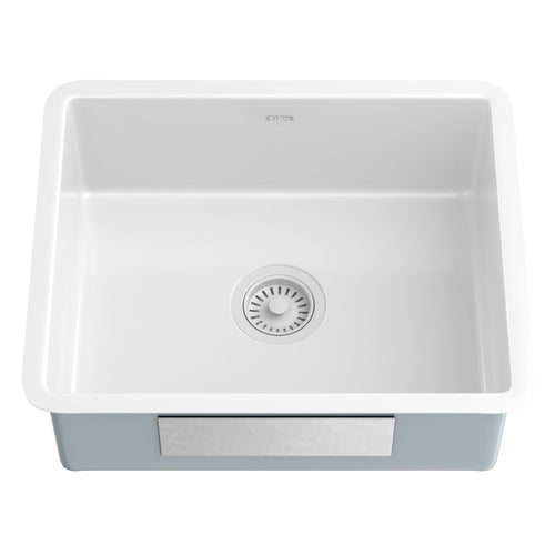 KRAUS Pintura 21" Undermount Enameled Single Bowl Kitchen Sink in White - KE1US21GWH