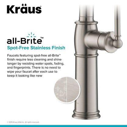 KRAUS Sellette Traditional Single Handle Pull-Down Kitchen Faucet in Spot Free Stainless Steel