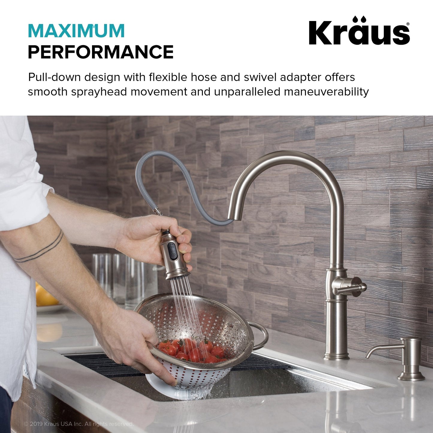 KRAUS Sellette Traditional Single Handle Pull-Down Kitchen Faucet in Spot Free Stainless Steel