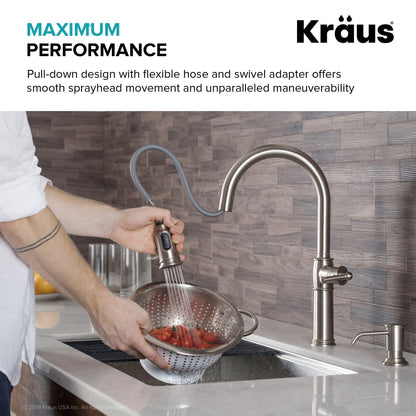 KRAUS Sellette Traditional Single Handle Pull-Down Kitchen Faucet in Spot Free Stainless Steel