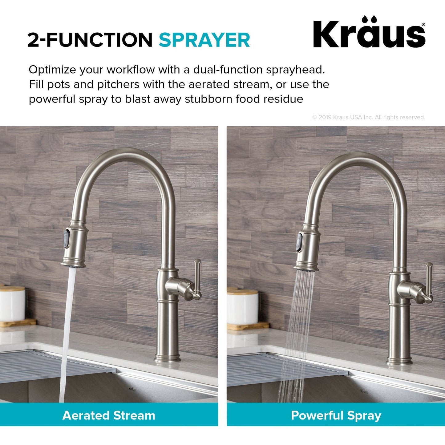 KRAUS Sellette Traditional Single Handle Pull-Down Kitchen Faucet in Spot Free Stainless Steel