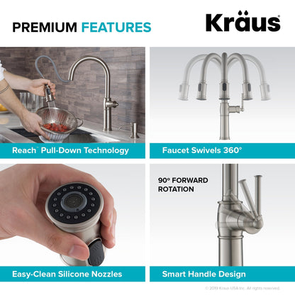 KRAUS Sellette Traditional Single Handle Pull-Down Kitchen Faucet in Spot Free Stainless Steel