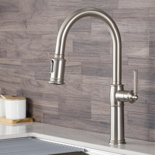 KRAUS Sellette Traditional Single Handle Pull-Down Kitchen Faucet in Spot Free Stainless Steel