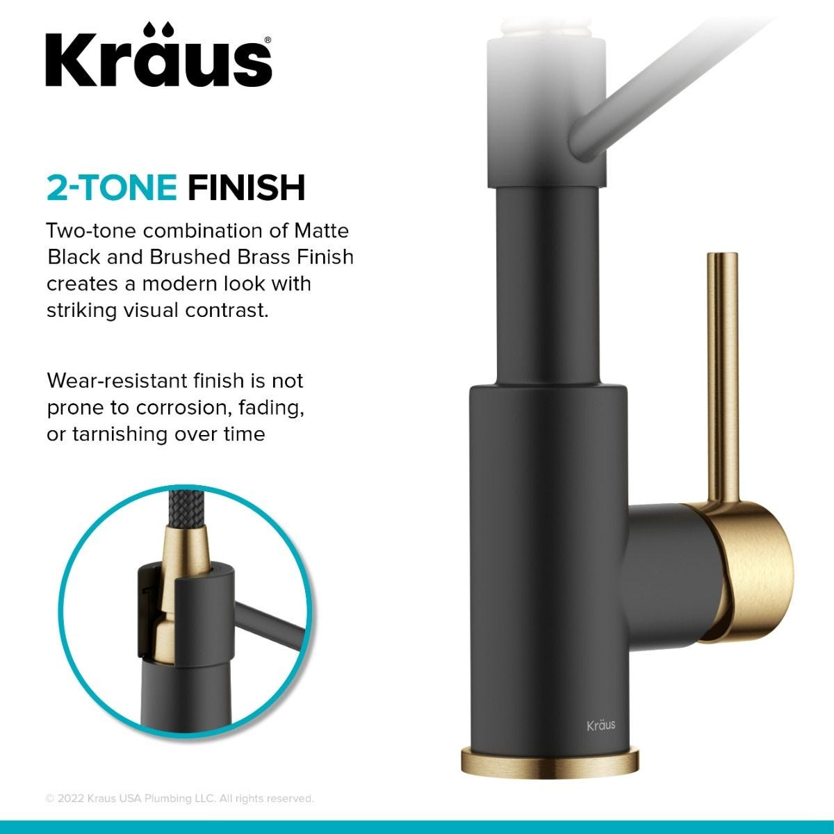 KRAUS Single Handle Kitchen Faucet with Integrated Dispenser for Water Filtration in Brushed Brass & Matte Black - KFF-1610BBMB