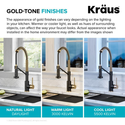 KRAUS Single Handle Kitchen Faucet with Integrated Dispenser for Water Filtration in Brushed Brass & Matte Black - KFF-1610BBMB