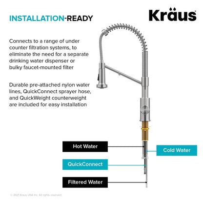 KRAUS Single Handle Kitchen Faucet with Integrated Dispenser for Water Filtration in Matte Black - KFF-1610MB
