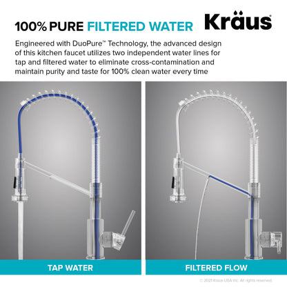 KRAUS Single Handle Kitchen Faucet with Integrated Dispenser for Water Filtration in Matte Black - KFF-1610MB