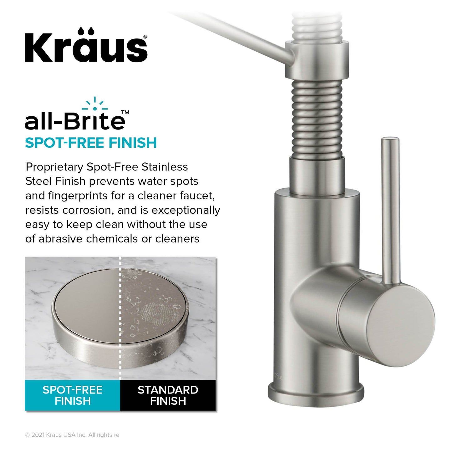 KRAUS Single Handle Kitchen Faucet with Integrated Dispenser for Water Filtration in Spot Free Stainless Steel - KFF-1610SFS