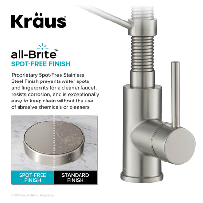 KRAUS Single Handle Kitchen Faucet with Integrated Dispenser for Water Filtration in Spot Free Stainless Steel - KFF-1610SFS