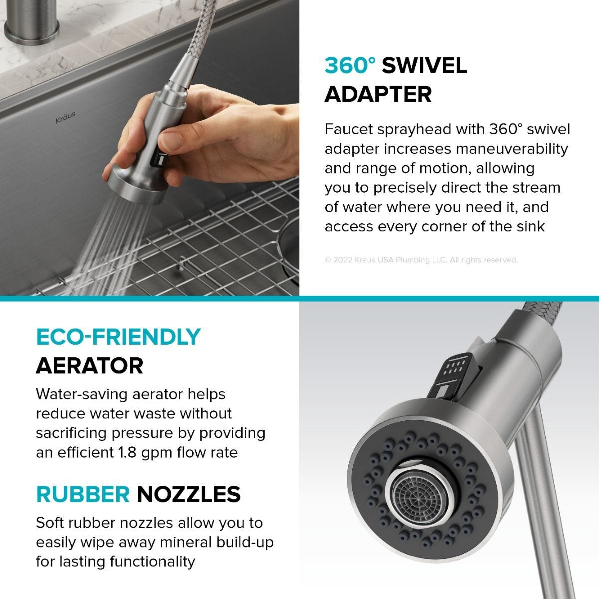 KRAUS Single Handle Kitchen Faucet with Integrated Dispenser for Water Filtration in Spot-Free Stainless Steel & Matte Black