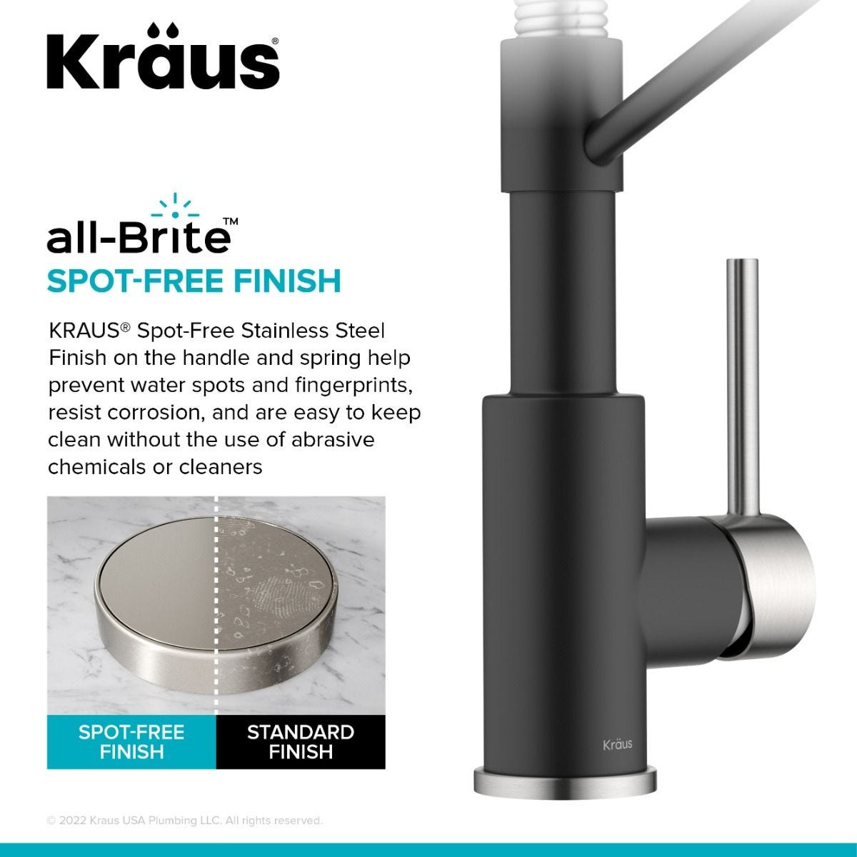 KRAUS Single Handle Kitchen Faucet with Integrated Dispenser for Water Filtration in Spot-Free Stainless Steel & Matte Black
