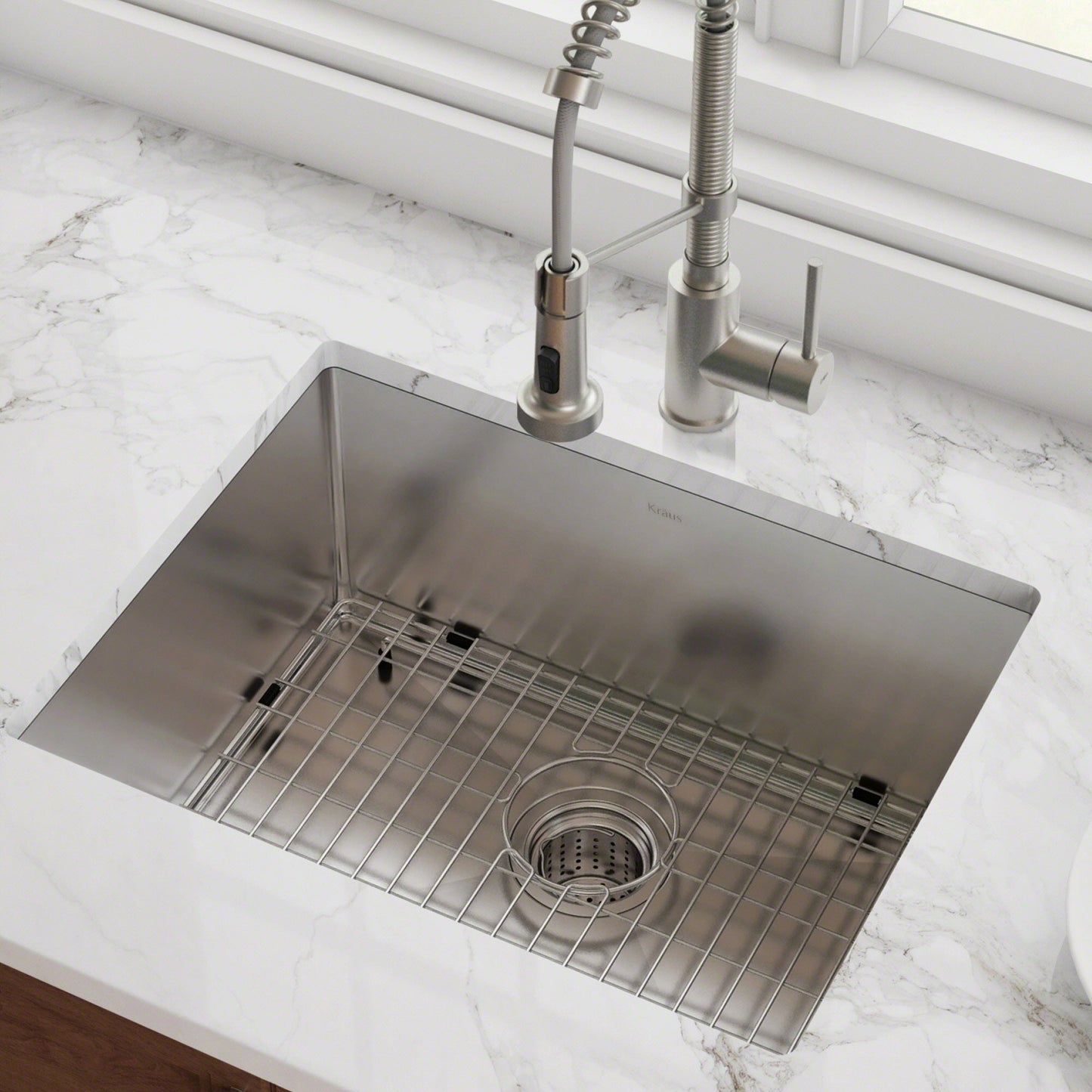 KRAUS Standart PRO 23" 16 Gauge Rectangle Undermount Single Bowl Stainless Steel Kitchen Sink - KHU101-23
