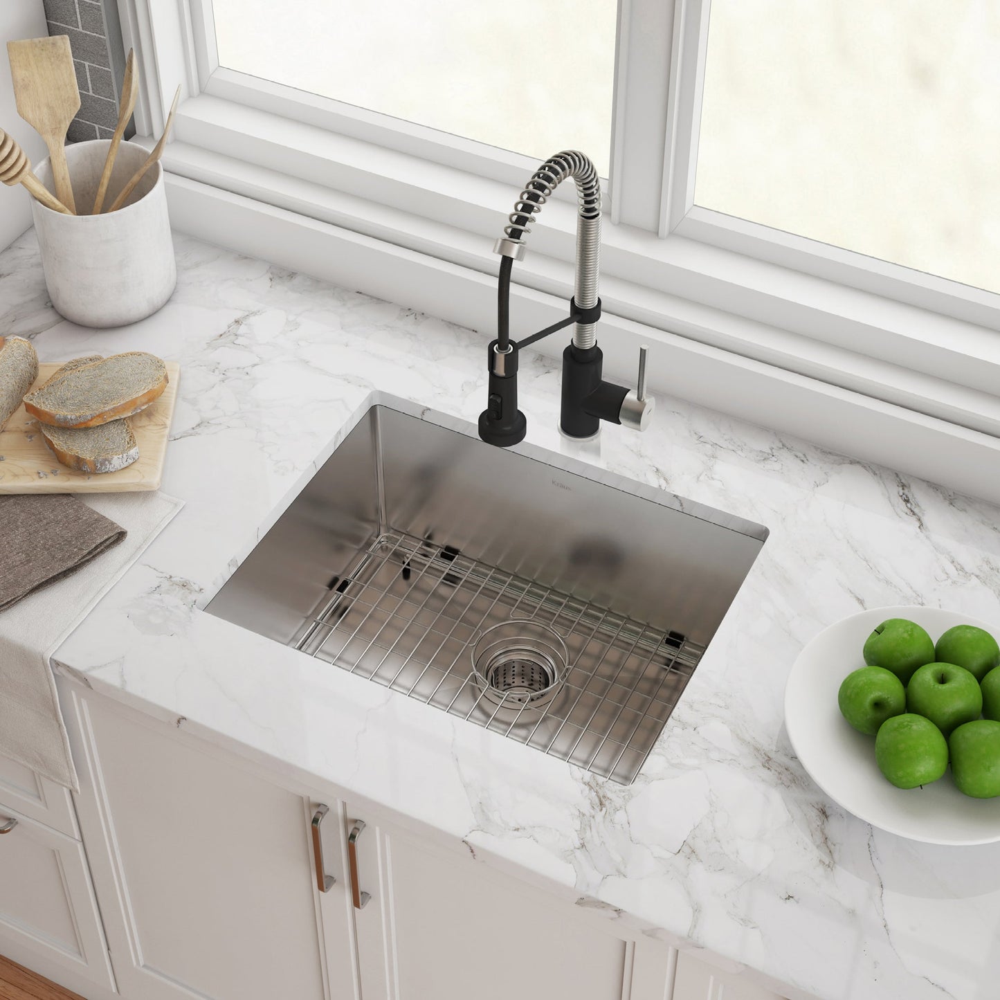 KRAUS Standart PRO 23" 16 Gauge Rectangle Undermount Single Bowl Stainless Steel Kitchen Sink - KHU101-23