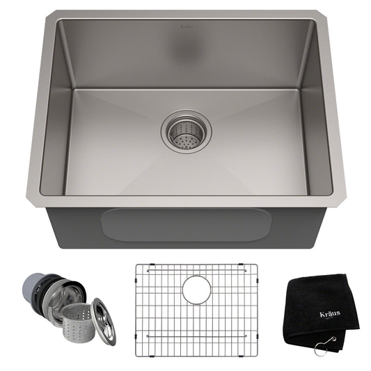 KRAUS Standart PRO 23" 16 Gauge Rectangle Undermount Single Bowl Stainless Steel Kitchen Sink - KHU101-23