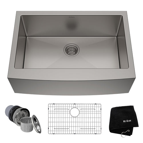 KRAUS Standart PRO 30" 16 Gauge Single Bowl Stainless Steel Farmhouse Kitchen Sink - KHF200-30