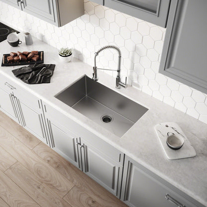 KRAUS 32" Undermount 16 Gauge Single Bowl Stainless Steel Small Radius Kitchen Sink - KHU100-32