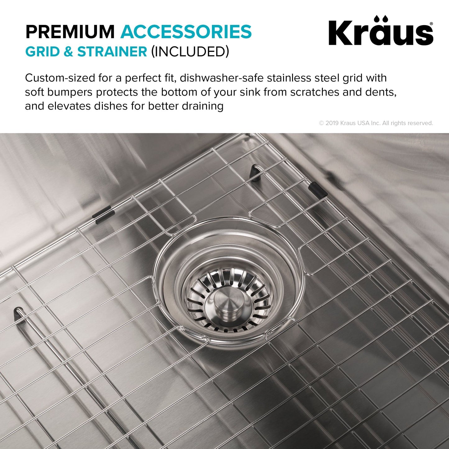 KRAUS Stark 33" Dual Mount Kitchen Sink and Pull-Down Commercial Kitchen Faucet Combo in Stainless Steel Finish