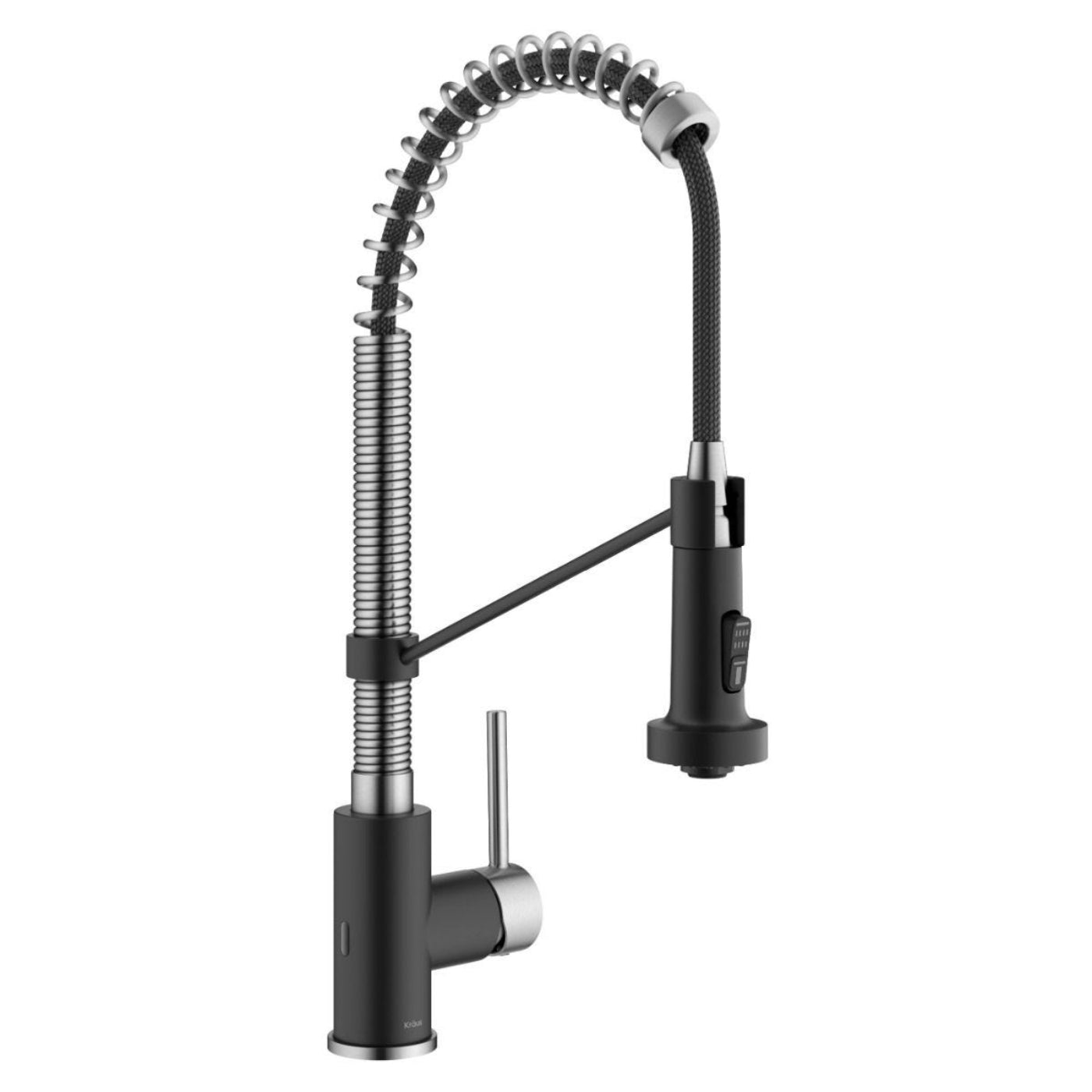 KRAUS Touchless Pull-Down Single Handle 18-Inch Kitchen Faucet in Spot-Free Stainless & Matte Black - KSF-1610SFSMB