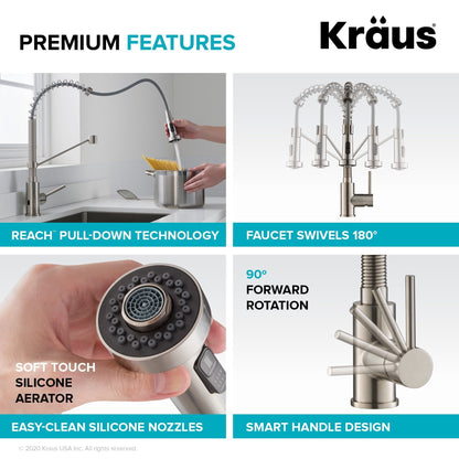 KRAUS Touchless Pull-Down Single Handle 18-Inch Kitchen Faucet in Spot Free Stainless Steel