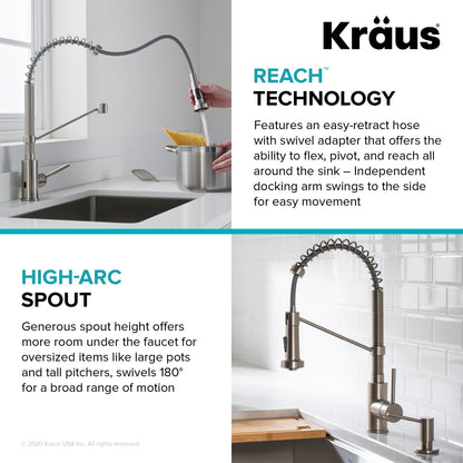 KRAUS Touchless Pull-Down Single Handle 18-Inch Kitchen Faucet in Spot Free Stainless Steel