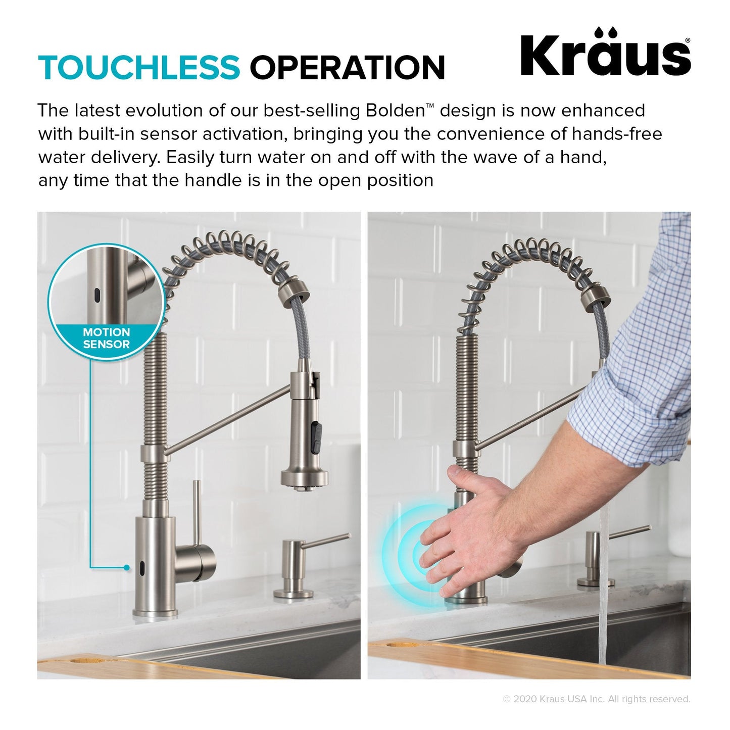 KRAUS Touchless Pull-Down Single Handle 18-Inch Kitchen Faucet in Spot Free Stainless Steel