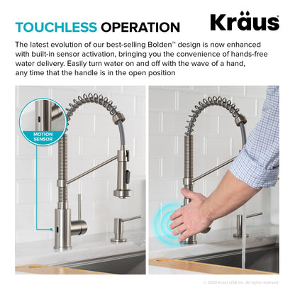 KRAUS Touchless Pull-Down Single Handle 18-Inch Kitchen Faucet in Spot Free Stainless Steel