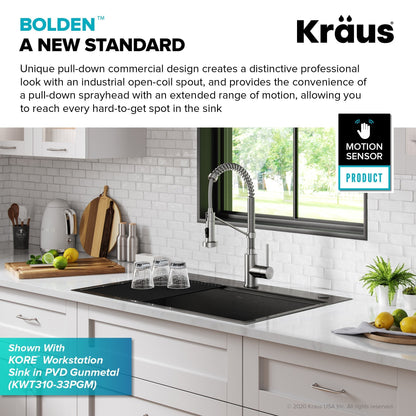 KRAUS Touchless Pull-Down Single Handle 18-Inch Kitchen Faucet in Spot Free Stainless Steel