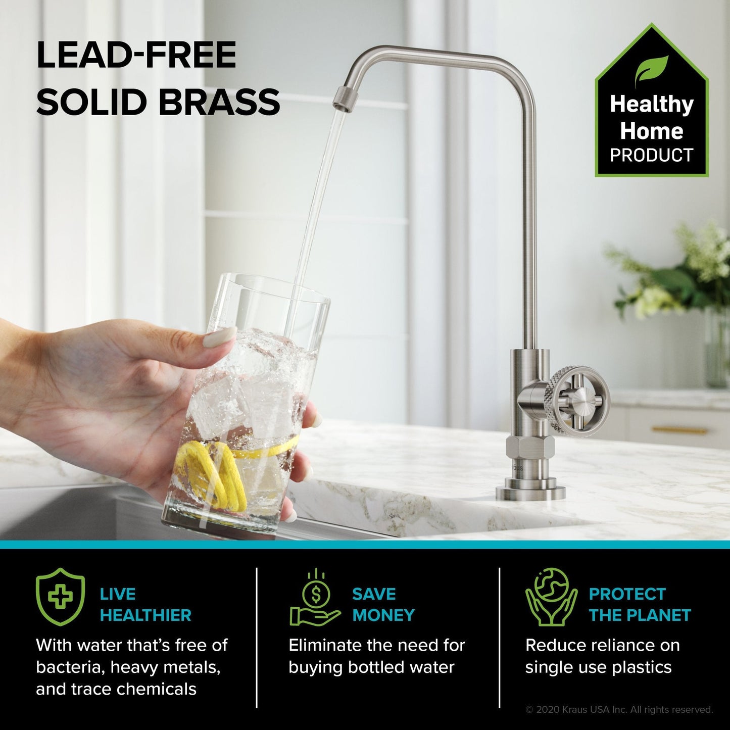 KRAUS Urbix Industrial Bridge Kitchen Faucet & Water Filter Faucet in Spot Free Stainless Steel - KPF-3125-FF-101SFS