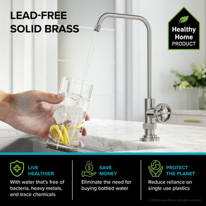 KRAUS Urbix Industrial Bridge Kitchen Faucet & Water Filter Faucet in Spot Free Stainless Steel - KPF-3125-FF-101SFS