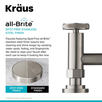 KRAUS Urbix Industrial Bridge Kitchen Faucet & Water Filter Faucet in Spot Free Stainless Steel - KPF-3125-FF-101SFS