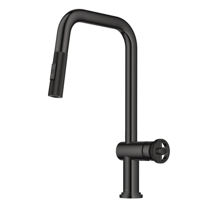 KRAUS Urbix Industrial Pull-Down Single Handle Kitchen Faucet in Black Stainless - KPF-3126SB