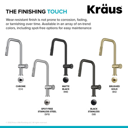 KRAUS Urbix Industrial Pull-Down Single Handle Kitchen Faucet in Black Stainless - KPF-3126SB