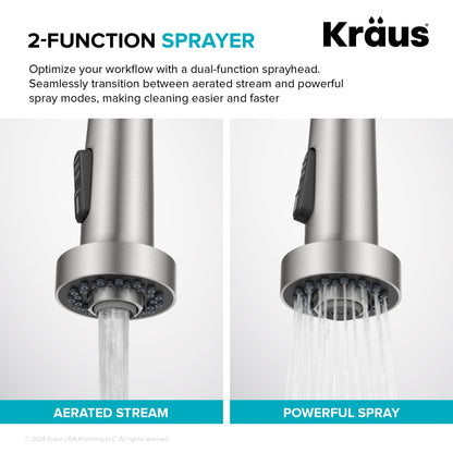 KRAUS Sensor Touchless Single Handle Pull Down Kitchen Faucet in Spot-Free Stainless - KSF-1616SFS
