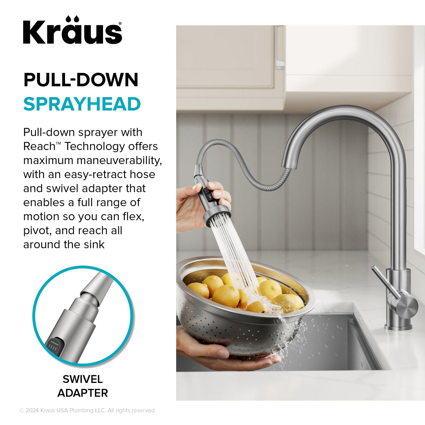 KRAUS Sensor Touchless Single Handle Pull Down Kitchen Faucet in Spot-Free Stainless - KSF-1616SFS