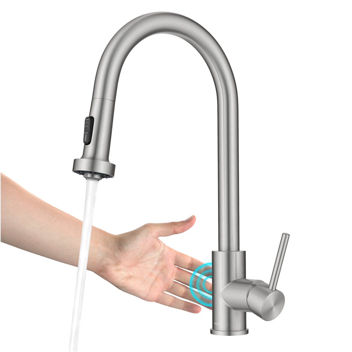 KRAUS Sensor Touchless Single Handle Pull Down Kitchen Faucet in Spot-Free Stainless - KSF-1616SFS