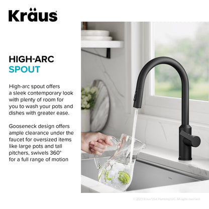 KRAUS Oletto Touchless Pull-Down Kitchen Faucet in Matte Black - KSF-2830MB