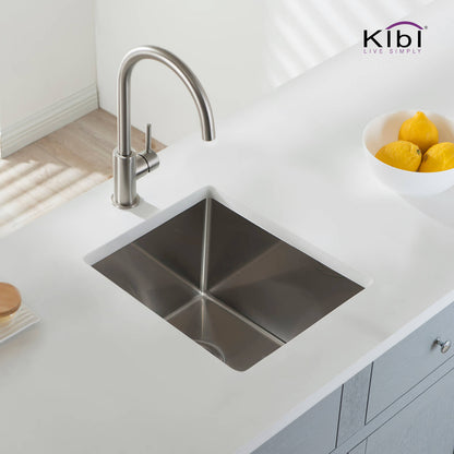 Kibi 14" x 18" x 8" Handcrafted Undermount Single Bowl Kitchen Sink With Satin Finish - K1-S14