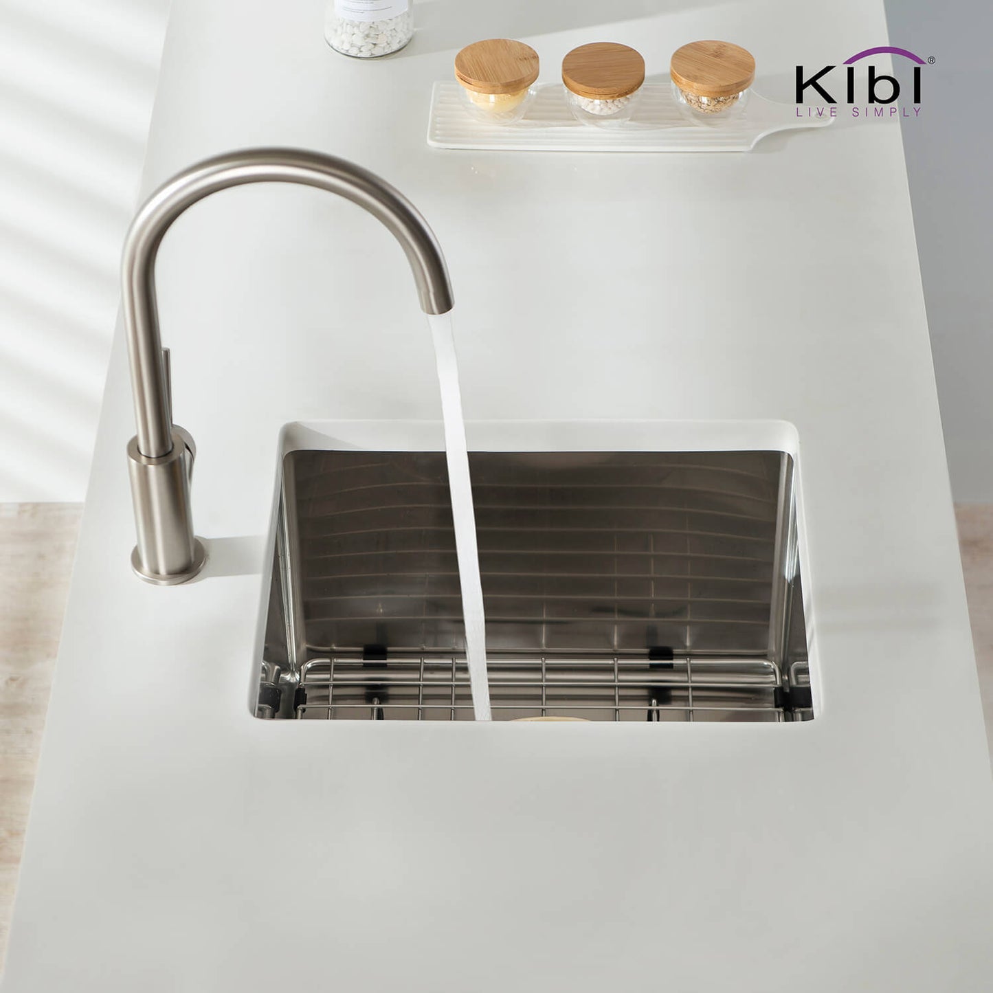 Kibi 14" x 18" x 8" Handcrafted Undermount Single Bowl Kitchen Sink With Satin Finish - K1-S14