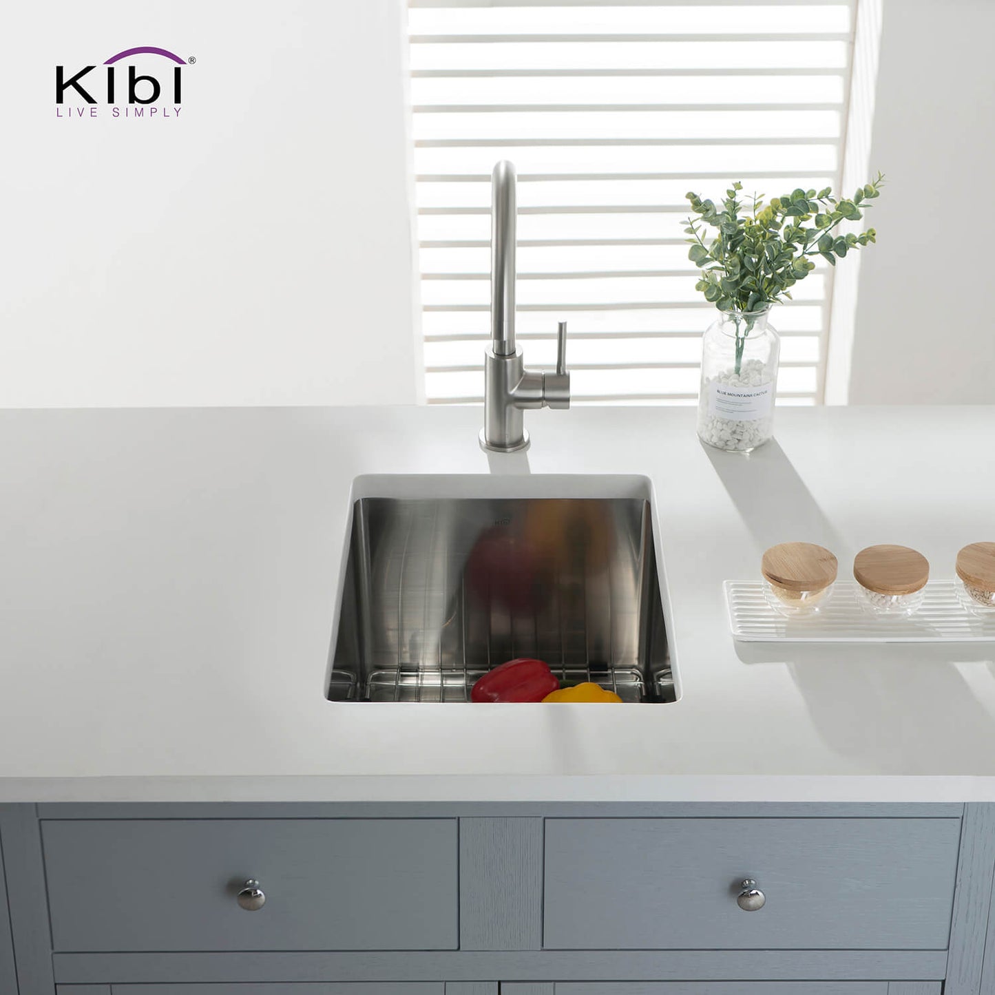 Kibi 14" x 18" x 8" Handcrafted Undermount Single Bowl Kitchen Sink With Satin Finish - K1-S14