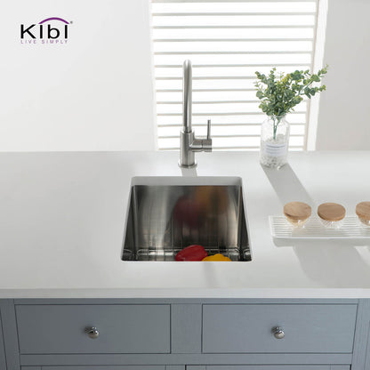 Kibi 14" x 18" x 8" Handcrafted Undermount Single Bowl Kitchen Sink With Satin Finish - K1-S14