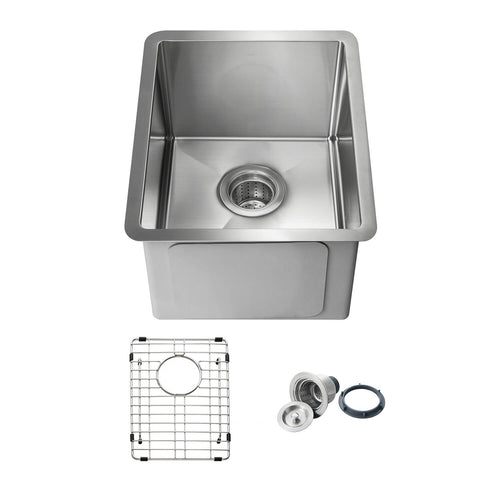 Kibi 14" x 18" x 8" Handcrafted Undermount Single Bowl Kitchen Sink With Satin Finish - K1-S14