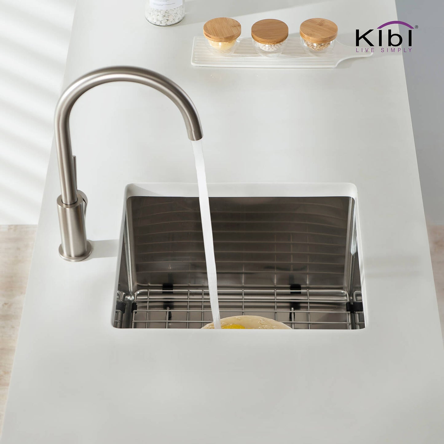 Kibi 16" x 16" x 8" Handcrafted Undermount Single Bowl Kitchen Sink With Satin Finish - K1-S16
