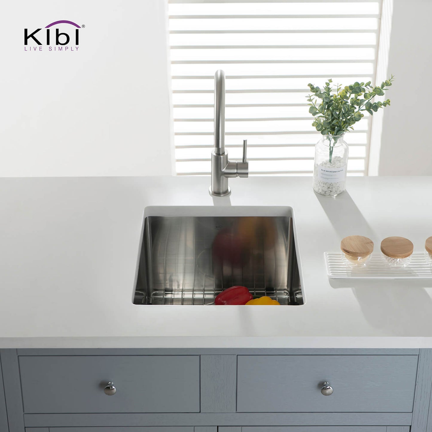 Kibi 16" x 16" x 8" Handcrafted Undermount Single Bowl Kitchen Sink With Satin Finish - K1-S16