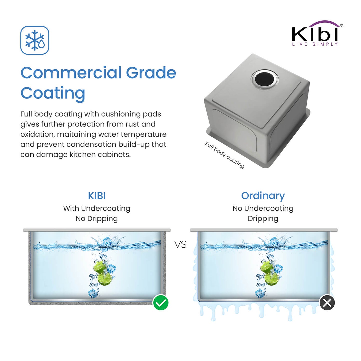 Kibi 16" x 16" x 8" Handcrafted Undermount Single Bowl Kitchen Sink With Satin Finish - K1-S16