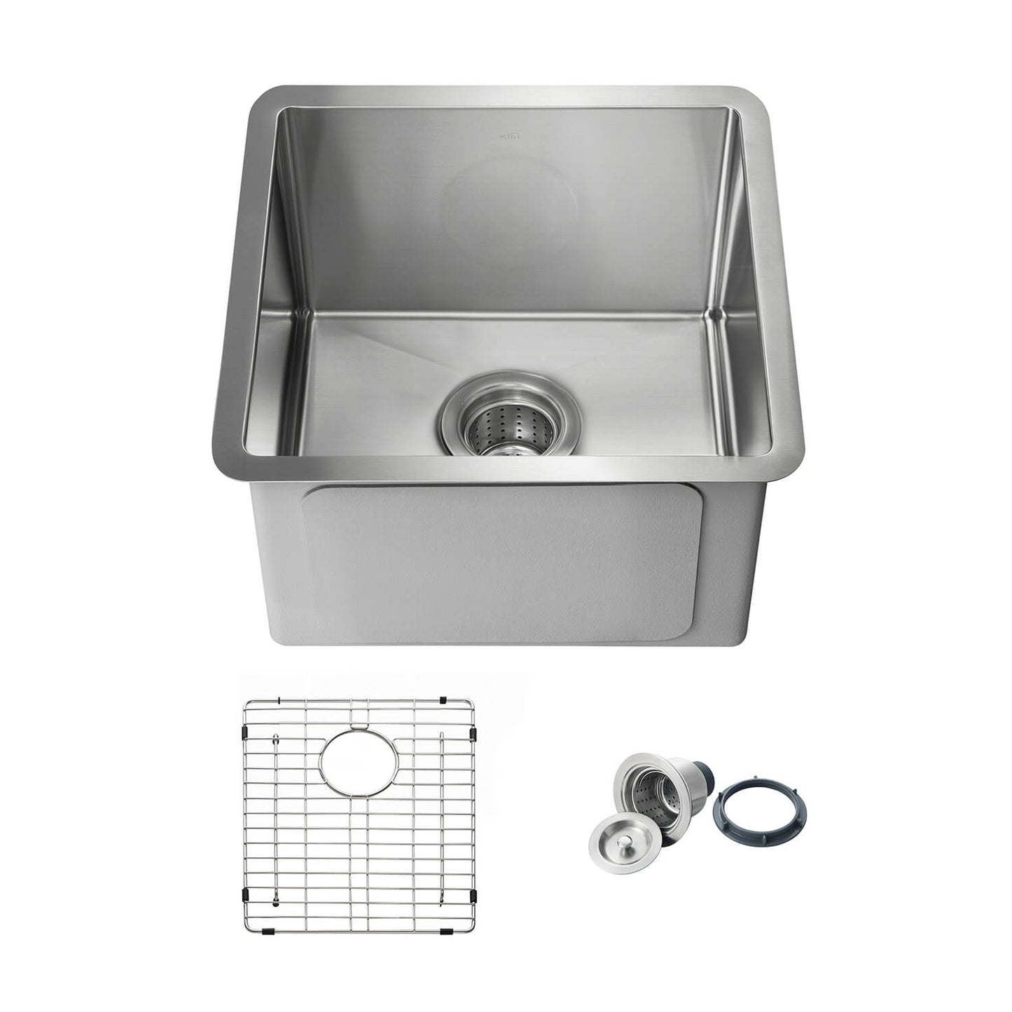 Kibi 16" x 16" x 8" Handcrafted Undermount Single Bowl Kitchen Sink With Satin Finish - K1-S16