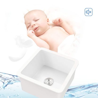 Kibi 18" Cubic Series Undermounted Fireclay Kitchen Sink In Glossy White Finish - K2-S18SQ