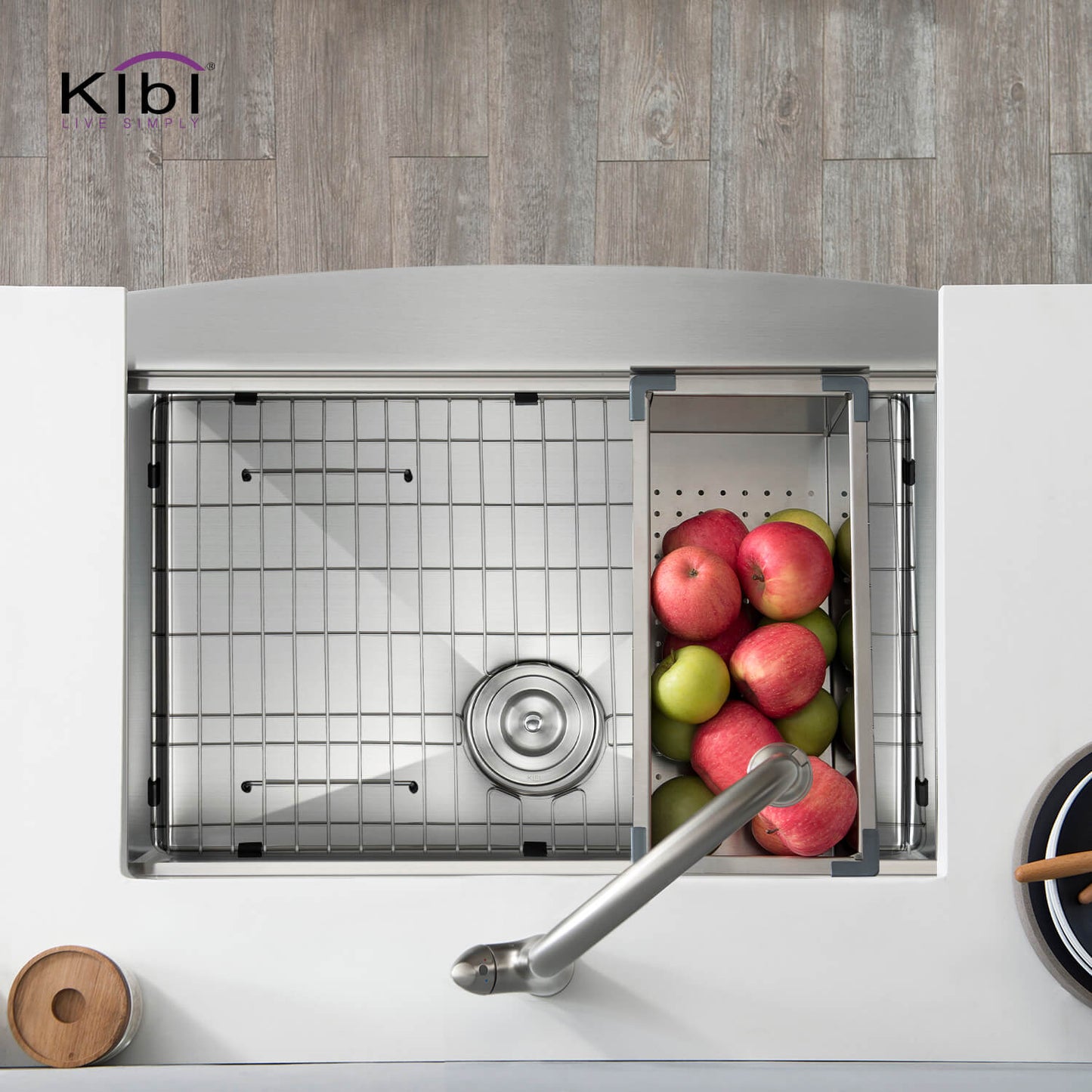 Kibi 30" x 22" x 10" Single Bowl Farmhouse Apron Kitchen Sink With Satin Finish - K1-SF30T