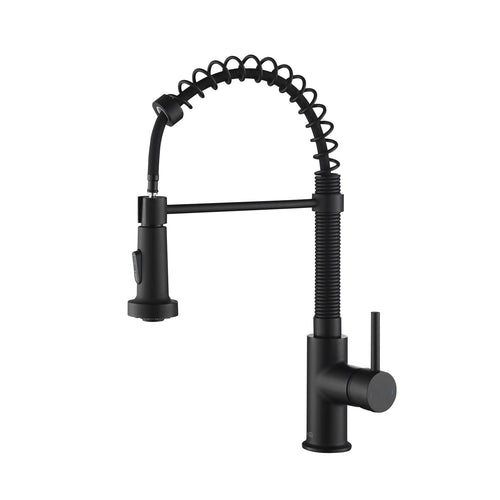 Kibi Aurora Single Handle High Arc Pull Down Kitchen Faucet In Matte Black Finish - KKF2003MB