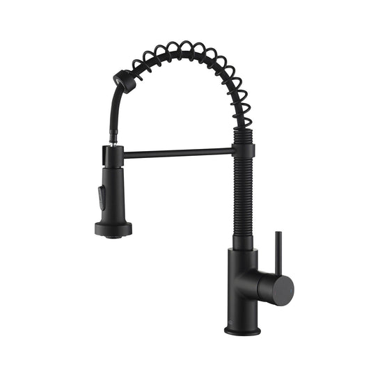 Kibi Aurora Single Handle High Arc Pull Down Kitchen Faucet In Matte Black Finish - KKF2003MB
